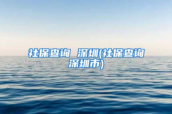 社保查询 深圳(社保查询深圳市)