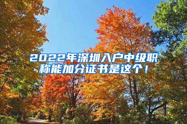 2022年深圳入户中级职称能加分证书是这个！