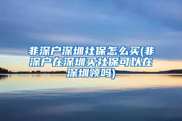 非深户深圳社保怎么买(非深户在深圳买社保可以在深圳领吗)