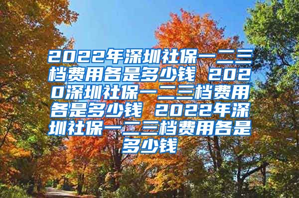 2022年深圳社保一二三档费用各是多少钱 2020深圳社保一二三档费用各是多少钱 2022年深圳社保一二三档费用各是多少钱