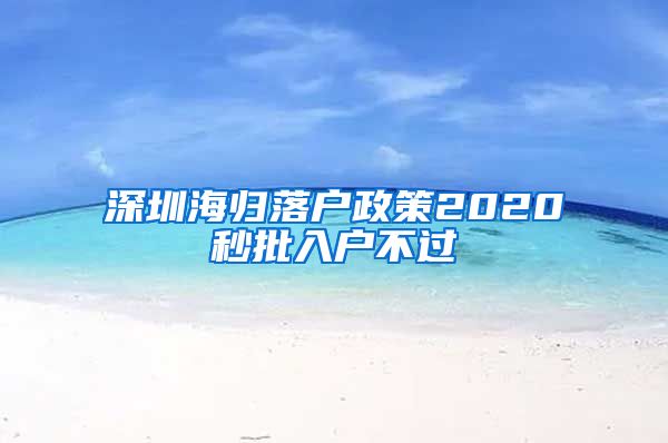 深圳海归落户政策2020秒批入户不过