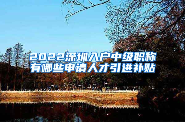 2022深圳入户中级职称有哪些申请人才引进补贴