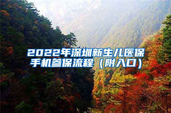 2022年深圳新生儿医保手机参保流程（附入口）