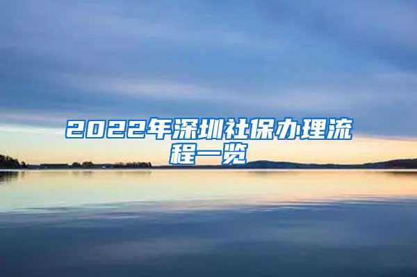 2022年深圳社保办理流程一览