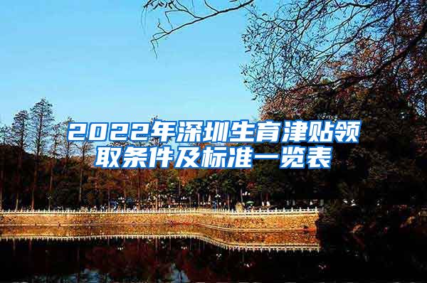 2022年深圳生育津贴领取条件及标准一览表