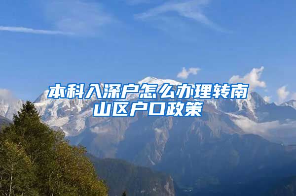 本科入深户怎么办理转南山区户口政策