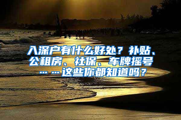 入深户有什么好处？补贴、公租房、社保、车牌摇号……这些你都知道吗？