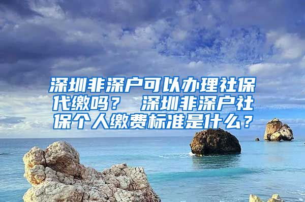 深圳非深户可以办理社保代缴吗？ 深圳非深户社保个人缴费标准是什么？