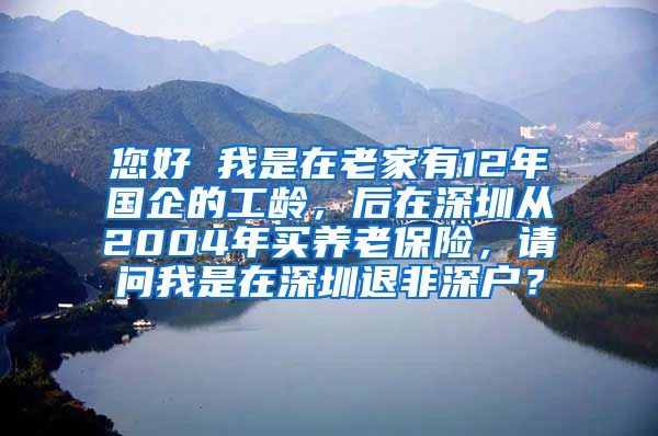 您好 我是在老家有12年国企的工龄，后在深圳从2004年买养老保险，请问我是在深圳退非深户？