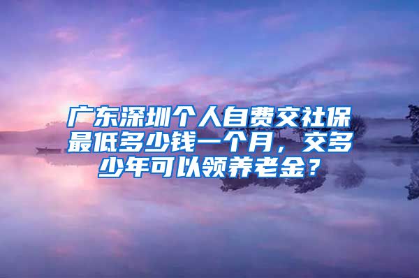 广东深圳个人自费交社保最低多少钱一个月，交多少年可以领养老金？