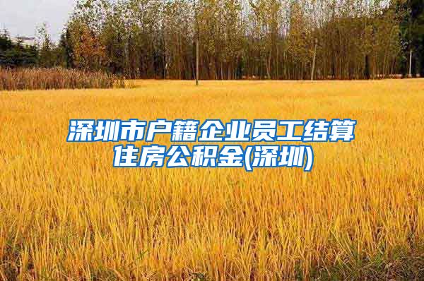 深圳市户籍企业员工结算住房公积金(深圳)