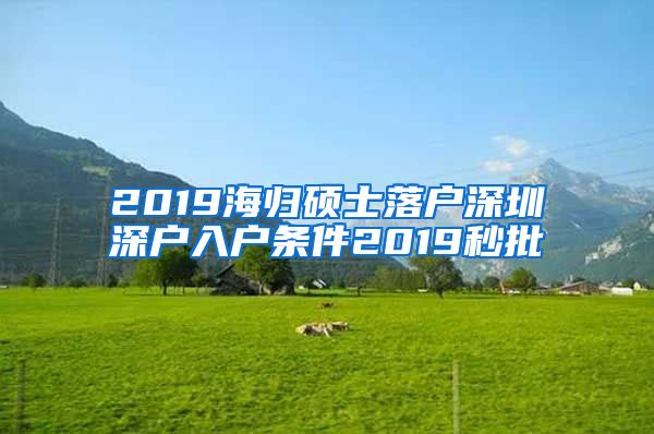 2019海归硕士落户深圳深户入户条件2019秒批