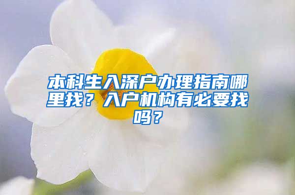 本科生入深户办理指南哪里找？入户机构有必要找吗？