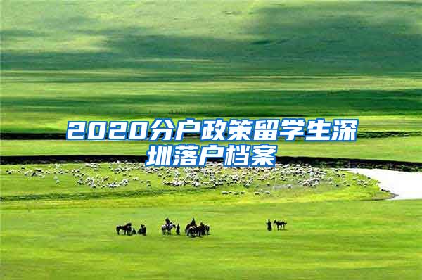 2020分户政策留学生深圳落户档案