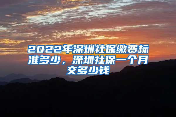 2022年深圳社保缴费标准多少，深圳社保一个月交多少钱