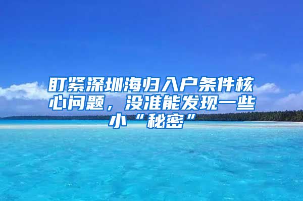 盯紧深圳海归入户条件核心问题，没准能发现一些小“秘密”