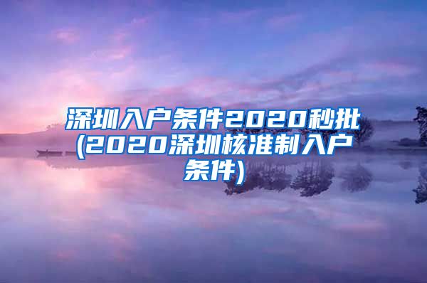 深圳入户条件2020秒批(2020深圳核准制入户条件)