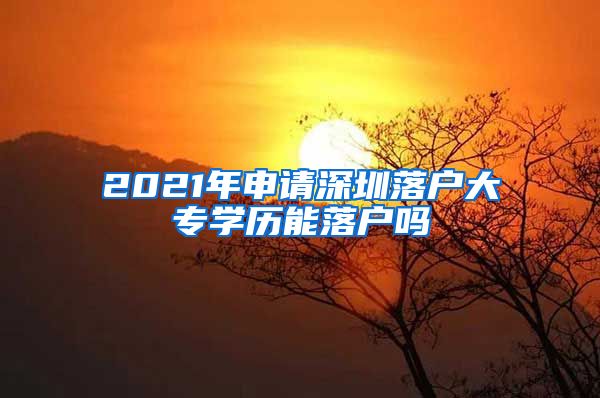 2021年申请深圳落户大专学历能落户吗