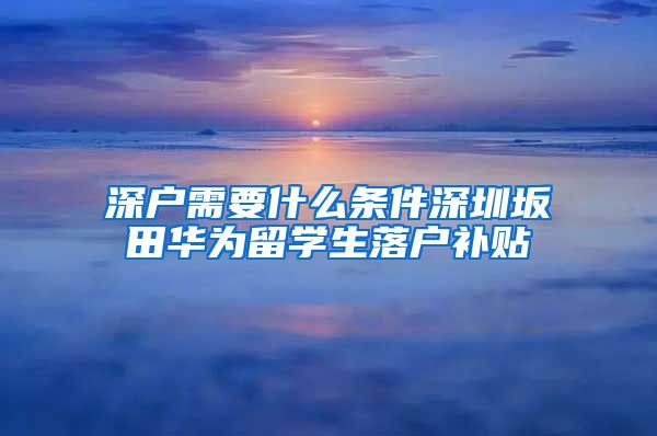 深户需要什么条件深圳坂田华为留学生落户补贴