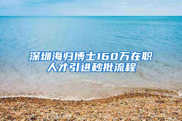 深圳海归博士160万在职人才引进秒批流程