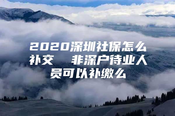 2020深圳社保怎么补交  非深户待业人员可以补缴么