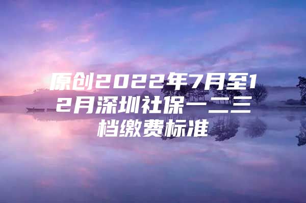 原创2022年7月至12月深圳社保一二三档缴费标准