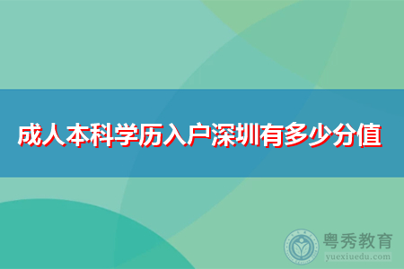 成人本科学历深圳入户要有多少分值？