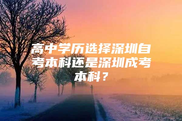 高中学历选择深圳自考本科还是深圳成考本科？