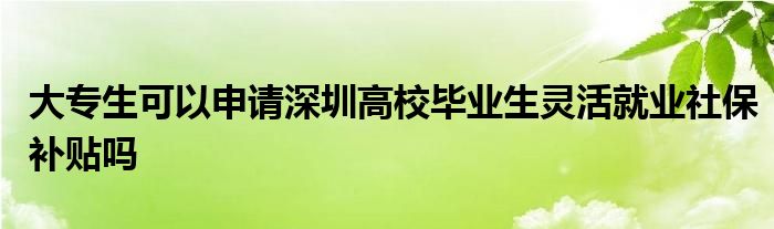 大专生可以申请深圳高校毕业生灵活就业社保补贴吗