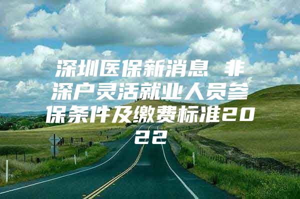 深圳医保新消息 非深户灵活就业人员参保条件及缴费标准2022