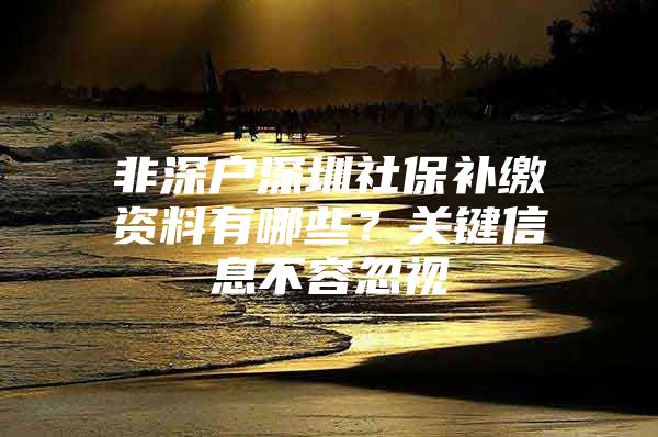 非深户深圳社保补缴资料有哪些？关键信息不容忽视