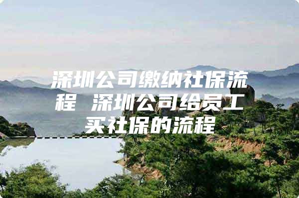 深圳公司缴纳社保流程 深圳公司给员工买社保的流程