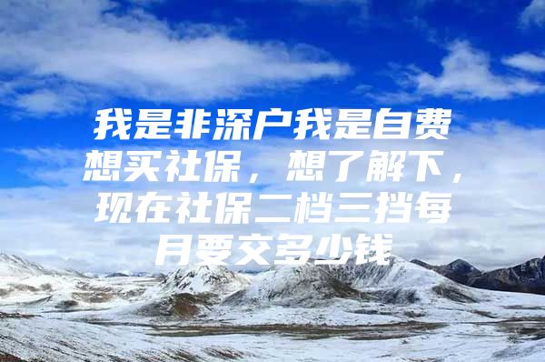 我是非深户我是自费想买社保，想了解下，现在社保二档三挡每月要交多少钱