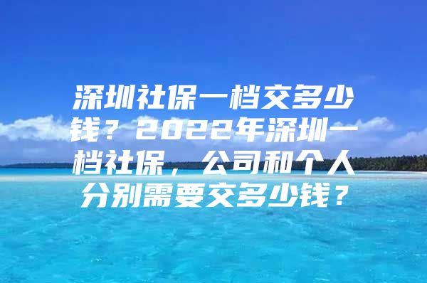 深圳社保一档交多少钱？2022年深圳一档社保，公司和个人分别需要交多少钱？