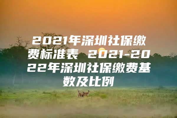 2021年深圳社保缴费标准表 2021-2022年深圳社保缴费基数及比例