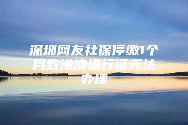 深圳网友社保停缴1个月致港澳通行证无法办理