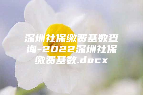 深圳社保缴费基数查询-2022深圳社保缴费基数.docx