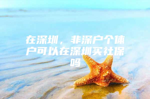 在深圳，非深户个体户可以在深圳买社保吗