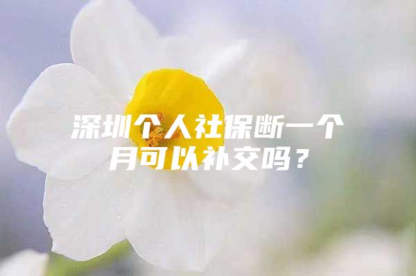 深圳个人社保断一个月可以补交吗？