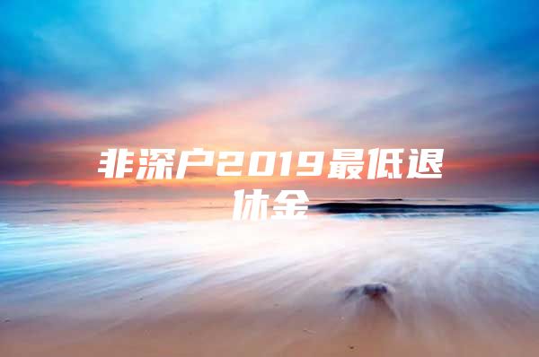 非深户2019最低退休金