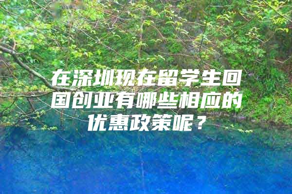 在深圳现在留学生回国创业有哪些相应的优惠政策呢？