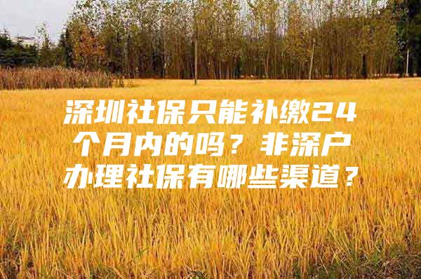 深圳社保只能补缴24个月内的吗？非深户办理社保有哪些渠道？