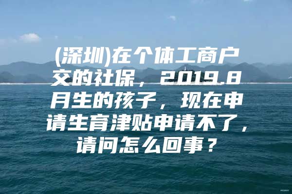 (深圳)在个体工商户交的社保，2019.8月生的孩子，现在申请生育津贴申请不了，请问怎么回事？