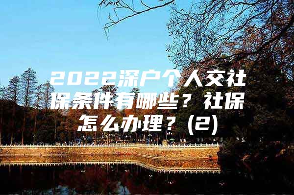 2022深户个人交社保条件有哪些？社保怎么办理？(2)