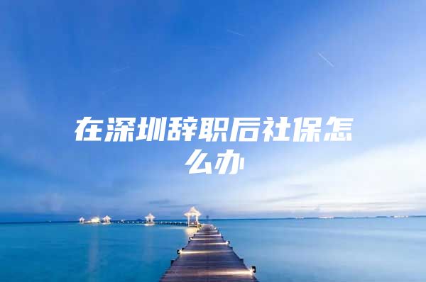 在深圳辞职后社保怎么办