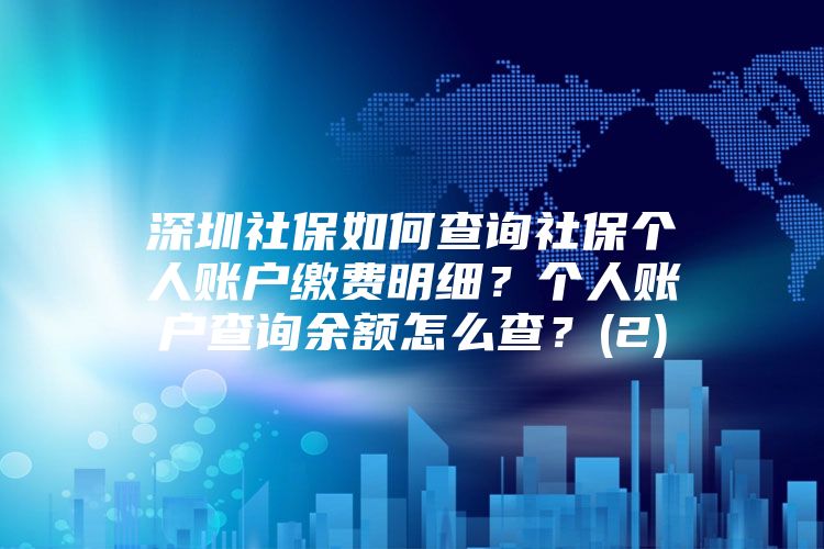 深圳社保如何查询社保个人账户缴费明细？个人账户查询余额怎么查？(2)