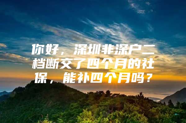 你好，深圳非深户二档断交了四个月的社保，能补四个月吗？