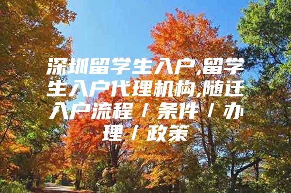 深圳留学生入户,留学生入户代理机构,随迁入户流程／条件／办理／政策