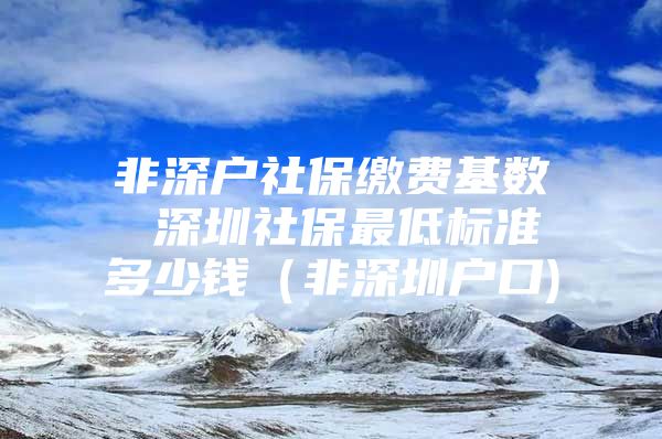 非深户社保缴费基数 深圳社保最低标准多少钱（非深圳户口)