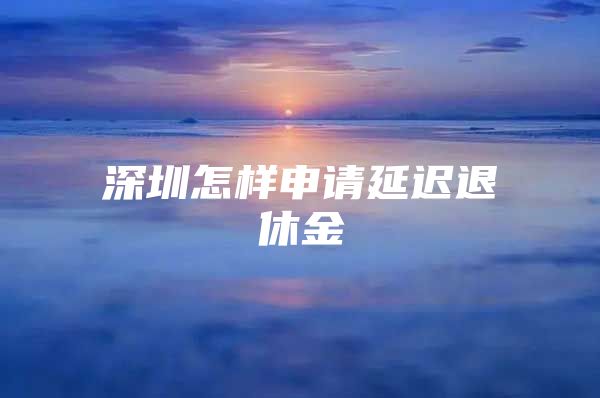 深圳怎样申请延迟退休金